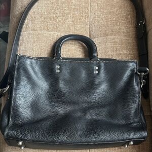 Coach Black Pebbled Leather Briefcase with Shoulder Strap - See description!